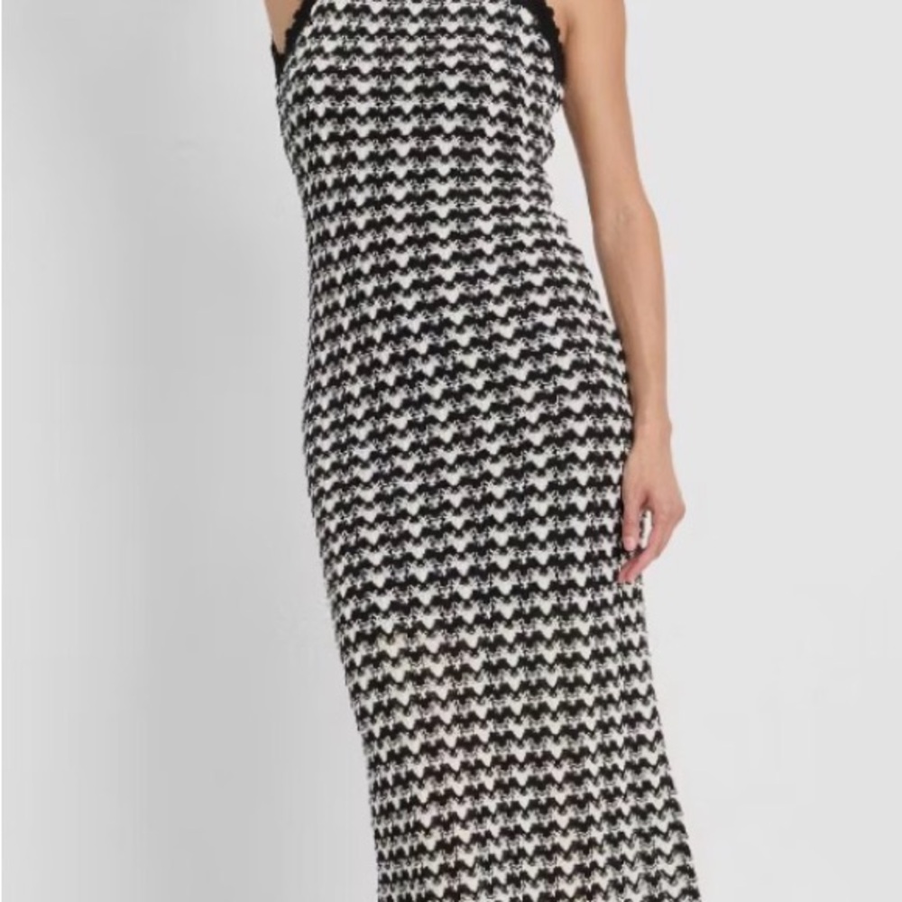 H&M Black and White Houndstooth Knit Maxi Dress